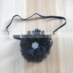 Fraying Chiffon Flower Headband With Pearl Rhinestone in Center for Kids Hair Accessories thumbnail-5