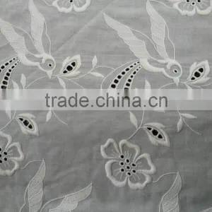 Birds/floral/burn Out Small Holes Embroidery Cotton Sheeting Lace Fabric for Dress/tunic/tops thumbnail-1