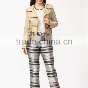 Wholesale New Fashion Fringing Hem Leather Lady Jacket thumbnail-3