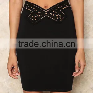 Brand Design Fashion Cut-out Black Midi Skirt Oversize Custom Made Skirt Cross Crochet Fashion thumbnail-3
