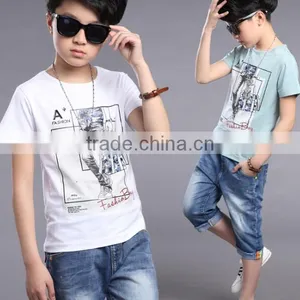 Zm35670a Korean Baby Kids Shirt and Jeans Pants Summer Boy Clothing Set thumbnail-2