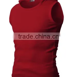 OEM New Design Cotton Plain Mens Wholesale Sleeveless Hoodie Stringer Vest thumbnail-5