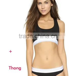 Custom Your Own Brand Logo Design Elastic Band Bra Bikini Lady Briefs Women 95%Cotton 5%Spandex Bralette Sport Crop Tank Top thumbnail-2