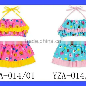 2017 New Design Children Ruffle Halter Cake Wrap Chest Little Girl Swimwear Beach Clothes Top thumbnail-6