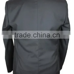 NAAMS MEN'S WOOL 2 BUTTON 2 VENT SLIM FIT SUIT JACKET FLAT FRONT PANT BLACK thumbnail-6