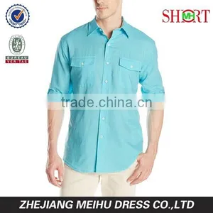 Men's Cane Bay Roll Up Sleeve Linen Cotton Button Down Casual Shirt thumbnail-2