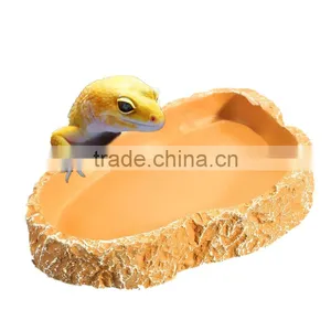 Hot Sale Yellow Color Food Grade ABS Plastic Reptile Tortoise Water Dish Food Bowl Toy For Amphibians Gecko Snakes Lizard Spider thumbnail-3