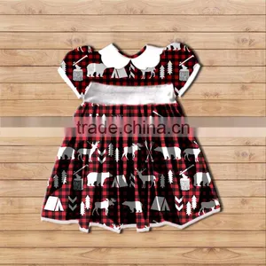 CH00269YIWU BOYA Cotton Milk Silk Dress Cotton Buffalo and Arrow Prints Fabric Pattern Kids Clothes Wearing Boutique Dresses thumbnail-1