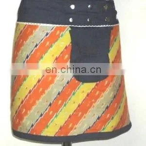Reversible Denim Wrap Skirt With Pouch thumbnail-1