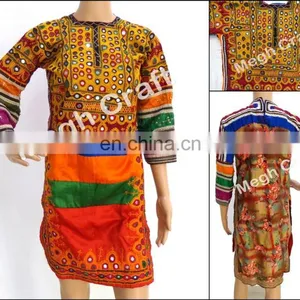 Balochi Afghan Tunic-Afghani Embroidered Tunic -Afghani Mirror Work Tunic -Vintage Tunic Tops- Tribes Textile Costumes Kurta thumbnail-1