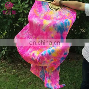 P-9074 New Arrival Dyed 100% Real Silk Long Belly Dance Fan Veil With Size 1.8m and 1.5m thumbnail-4