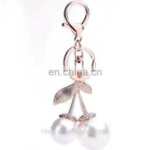 Sweet Fruit Key Holder White Pearl Cherry Shape Keychain thumbnail-2