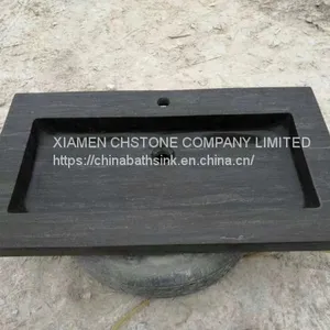 Blue Limestone Bathroom Wash Sink Natural Stone Console Sink thumbnail-1