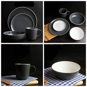 Hotel Restaurant Home Custom Black Colorful Color Bone China Crockery Ceramic Porcelain Dinnerware Set thumbnail-2