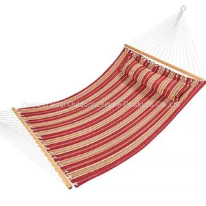 Outdoor Wooden Stick Quilted Hammock Swing Bed With Pillow thumbnail-2