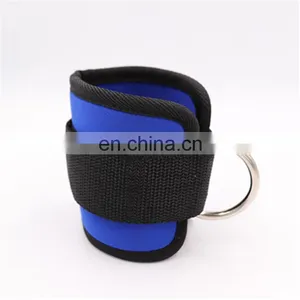 Weightlifting Gym Workout Fitness Double D Ring Neoprene Padded Ankle Cuff Fitness Ankle Straps for Cable Machines thumbnail-3