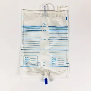 Adult Urine Drainage Disposable Medical Urine Collection Bags 1000ml 2000ml PVC With Cross Valve thumbnail-1