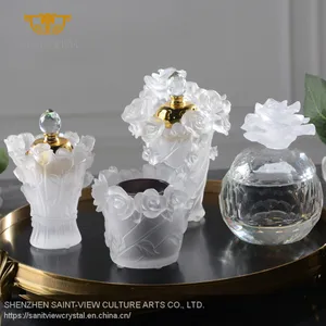 Brand Crystal Fancy Incense Burner Set Middle East Hari Raya Bakhoor Burner Tray Portable thumbnail-1