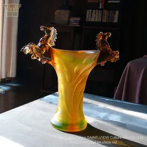 Saint-Vew Animal Crystal Art Original Design Leopard Vase Home Decoration Centerpiece thumbnail-3