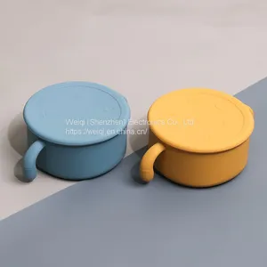 Weiqi Factory Silicone Snack Bowl With Lid Kids Training Snack Bowl thumbnail-4