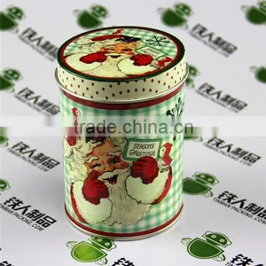 Christmas Round Cookies Packing Metal Box Holiday Tin Can thumbnail-1