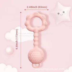 Custom Baby Teethers Wholesale Silicone Baby Rattling Teething Toys Food Grade Silicone Custom Silicone Teether thumbnail-2
