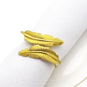 High Quality Metal Decorative Tabletop Tissue Holder Leaf Design Fancy Napkin Ring thumbnail-1