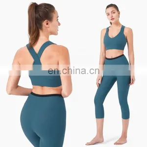 Lightweight Custom Logo Sport Active Wear Yoga Sets High Waist Two Piece Yoga Sport Suit thumbnail-4