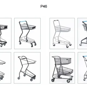 240L American Style Handcart 5 Inch PU Wheel Steel Shopping Trolley for Supermarket （surface : Zinc and Transparent Powder Coating） thumbnail-3