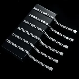 Width Bling CZ Miami Cuban Link Chain Bracelet Hip Hop Micro Pave 5A Clear Cubic Zirconia Cuban Jewelry For Men thumbnail-3