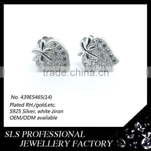 Accessories for Jewelry Wholesale China Earring Stud Design 925 Silver Jewelry Strawberry Shape Earring for Cute Daughter Gift thumbnail-4