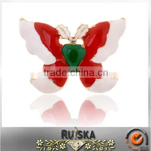 Fashion Christmas Jewelry Red And White Butterfly Brooch thumbnail-1