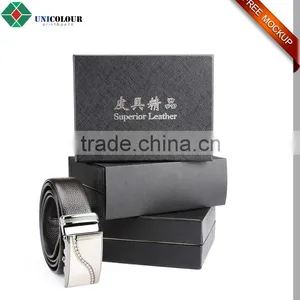 Custom Black Fashion Men Belt Gift Box With Silver Foiled Logo thumbnail-4