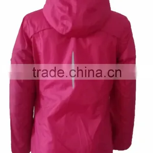 Fully Seam Typed Waterproof 100%polyester Ladies Out Door Pink Rain Jacket thumbnail-2