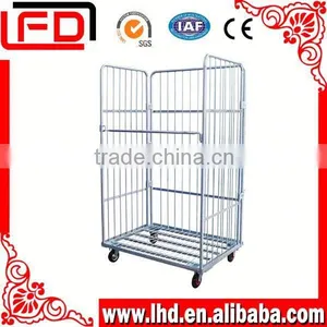Collapsible Wire Mesh Roll Trolley Cart Foldable 3-side thumbnail-1