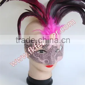 Wholesale Party Mask With Rooster Tail Feather Decoration thumbnail-6