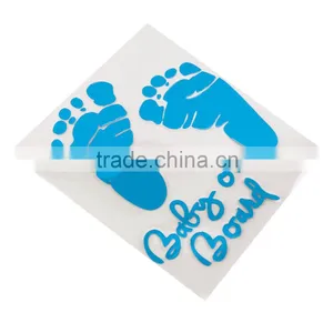 Refective Car Sticker Lovely Letter Baby on Board Baby Footprints Stickers Auto Safety Warning Window Sticker Black White thumbnail-3