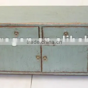 Chinese Antique Living Room Blue Cabinet With Four Door Four Drawer thumbnail-1