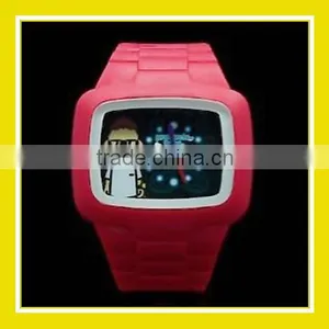 2016 Hot Sell Products Bros Mr Bros Men Waterproof PVC Band Rubber Wrist Red Watch thumbnail-1