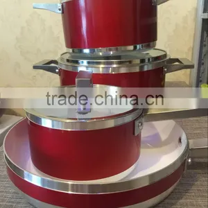 Mejores Ventas de Calidad Amarillo de Aluminio Olla de Ceramica de Utensilios de Cocina de Acero Inoxidable Mango thumbnail-2