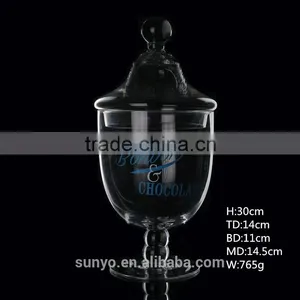 Mouth Blown Clear Ridged Glass Storage Container With Lid thumbnail-2