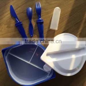 2015 New Design Colorful Plastic Compartment Lunch Box With Cutlery Set thumbnail-1