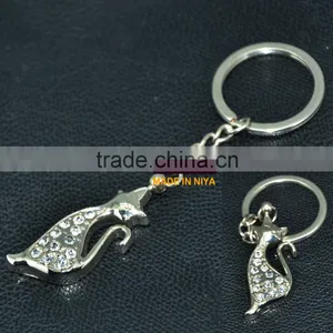 Fashion Crystal Cat Keychain and Crystal Beaded Animal Keychain thumbnail-1