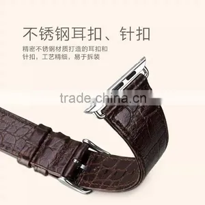 Hot Sale Crocodile Grain Real Leather Watch Band for Apple Watch thumbnail-2