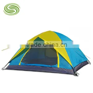 Wholesale or Retail Camping Tents Outdoor 3-4 Persons Tents Double Door Tents Blue and Yellow Tents Outdoor Shelter thumbnail-1