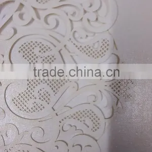 2016 Newmengxing Pearl White Color Wedding Invitation Laser Cutting thumbnail-5