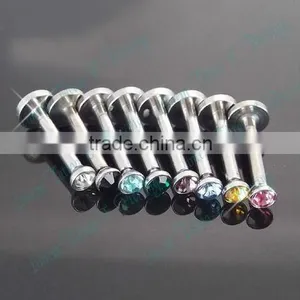 Mixed Color Stone Crystal Internal Thread Labret Ring 316L Surgical Steel Fashion Body Jewelry thumbnail-1