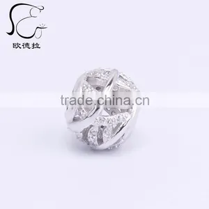 z Ilver Silver cz Iamond Diamond Pave Bead thumbnail-1