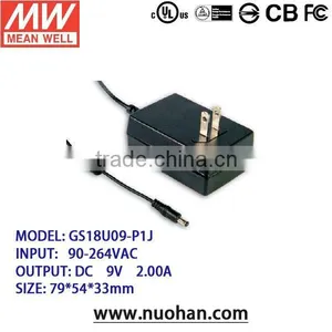 Meanwell 15~18W AC-DC Single Output Wall-mounted Type 9v Switching Power Supply thumbnail-1
