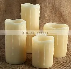 Home Interior Decorative Flat Top White Pillar Set Electric Realistic Flicker Wax Candle With Timer thumbnail-5